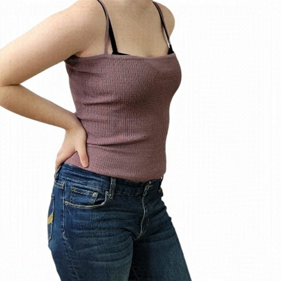 Mauve Pink Skinny Strap Camisole Tube Top Sz M - Picture 2 of 9